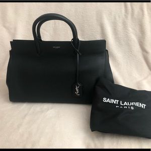 Saint Laurent Rive Gauche Grained Leather Satchel